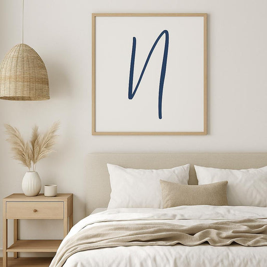 Letter N Wall Art Print | Navy Blue Initial Poster | Nursery Letter Print | Minimalist Typography Printable | A4, A3, 8x10 download