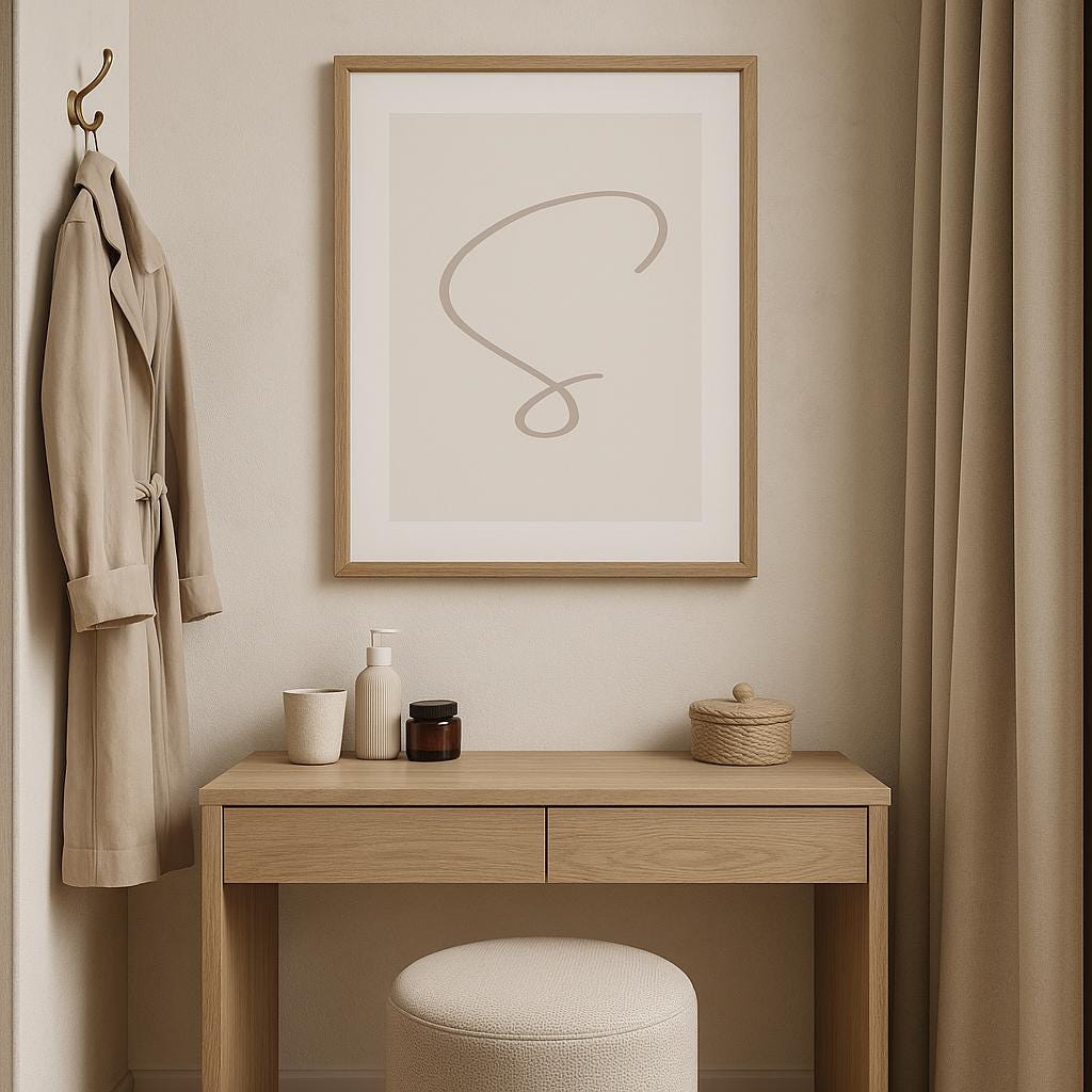 Letter S Wall Art Print | Taupe Initial Poster | Nursery Letter Print | Minimalist Typography Printable | A4, A3, 8x10 download