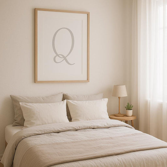 Letter Q Wall Art Print | Grey Initial Poster | Nursery Letter Print | Minimalist Typography Printable | A4, A3, 8x10 download