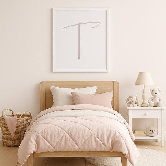 Letter T Wall Art Print | Taupe Initial Poster | Nursery Letter Print | Minimalist Typography Printable | A4, A3, 8x10 download