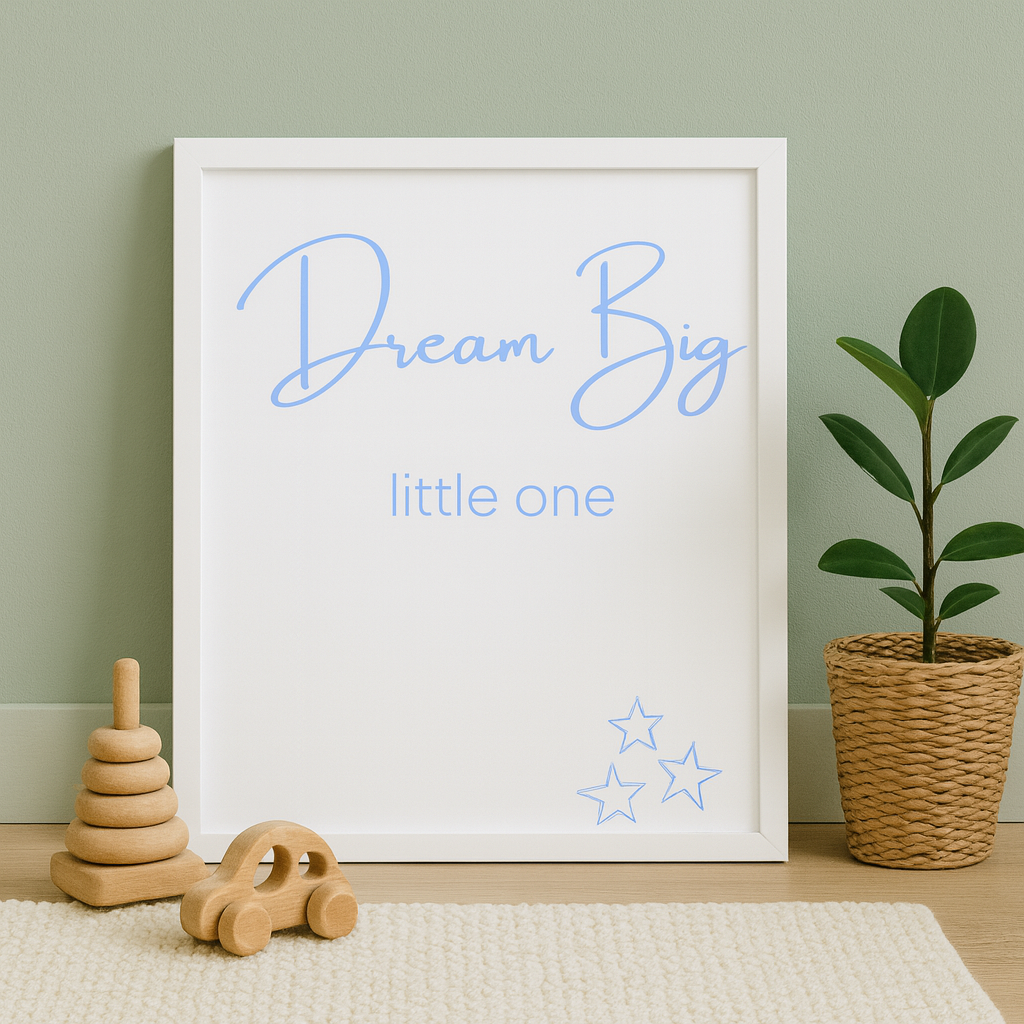 Dream Big Little One Wall Art in Pastel Blue
