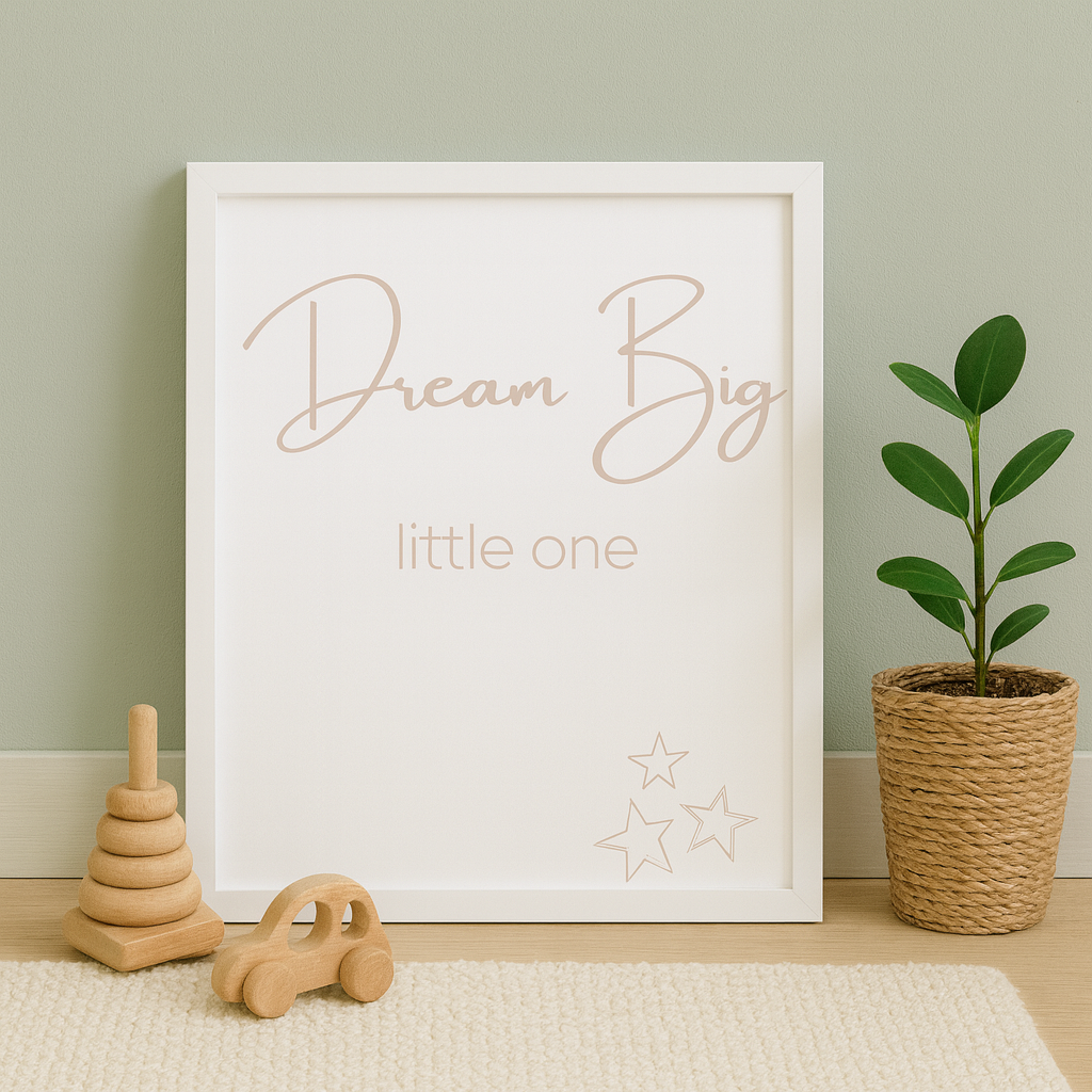 Dream Big Little One Nursery Wall Art in Pink
