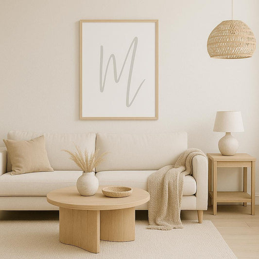 Letter M Wall Art Print | Grey Initial Poster | Nursery Letter Print | Minimalist Typography Printable | A4, A3, 8x10 download