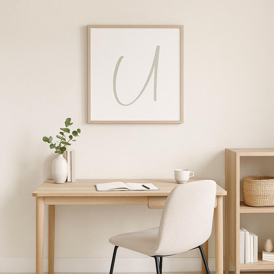 Letter U Wall Art Print | Sage Green Initial Poster | Nursery Letter Print | Minimalist Typography Printable | A4, A3, 8x10 download