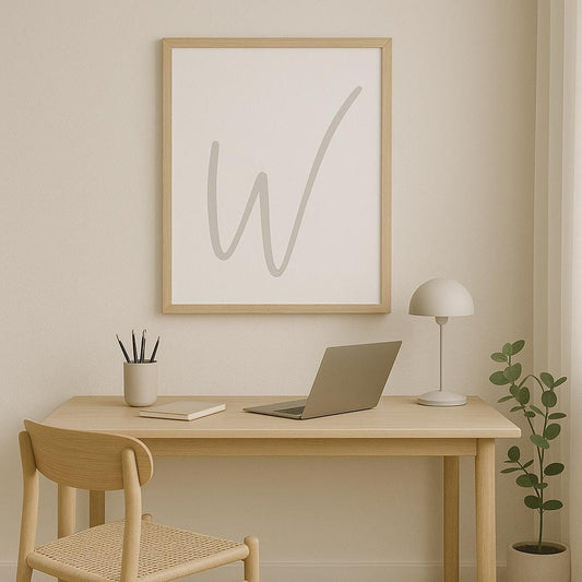 Letter W Wall Art Print | Grey Initial Poster | Nursery Letter Print | Minimalist Typography Printable | A4, A3, 8x10 download