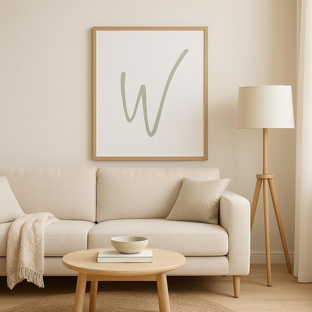 Letter W Wall Art Print | Sage Green Initial Poster | Nursery Letter Print | Minimalist Typography Printable | A4, A3, 8x10 download