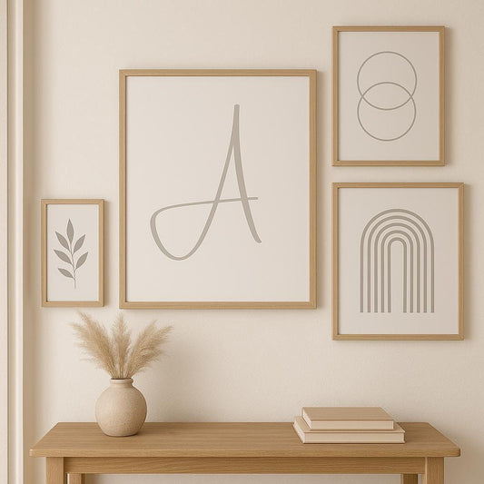 Letter A Wall Art Print | Grey Initial Poster | Nursery Letter Print | Minimalist Typography Printable | A4, A3, 8x10 download