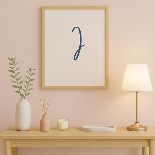 Letter I Wall Art Print | Navy Blue Initial Poster | Nursery Letter Print | Minimalist Typography Printable | A4, A3, 8x10 download