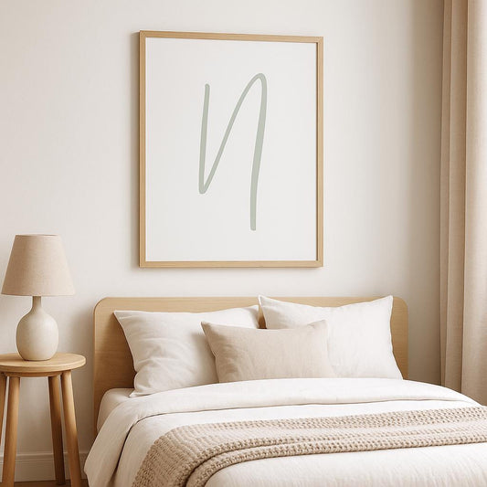 Letter N Wall Art Print | Sage Green Initial Poster | Nursery Letter Print | Minimalist Typography Printable | A4, A3, 8x10 download